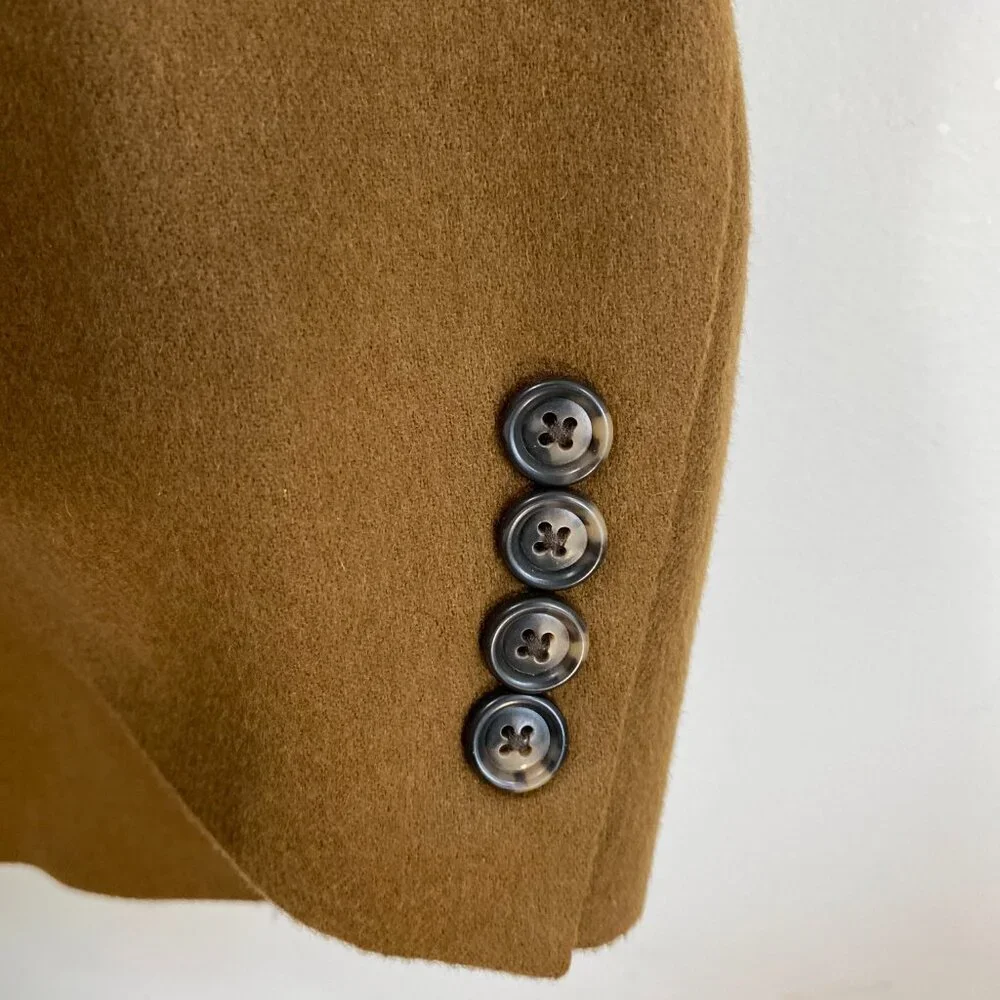 JoS A Bank Wool Cashmere Suit‎ Sport Coat Mens Tan Brown 46R Academia 2 Button
